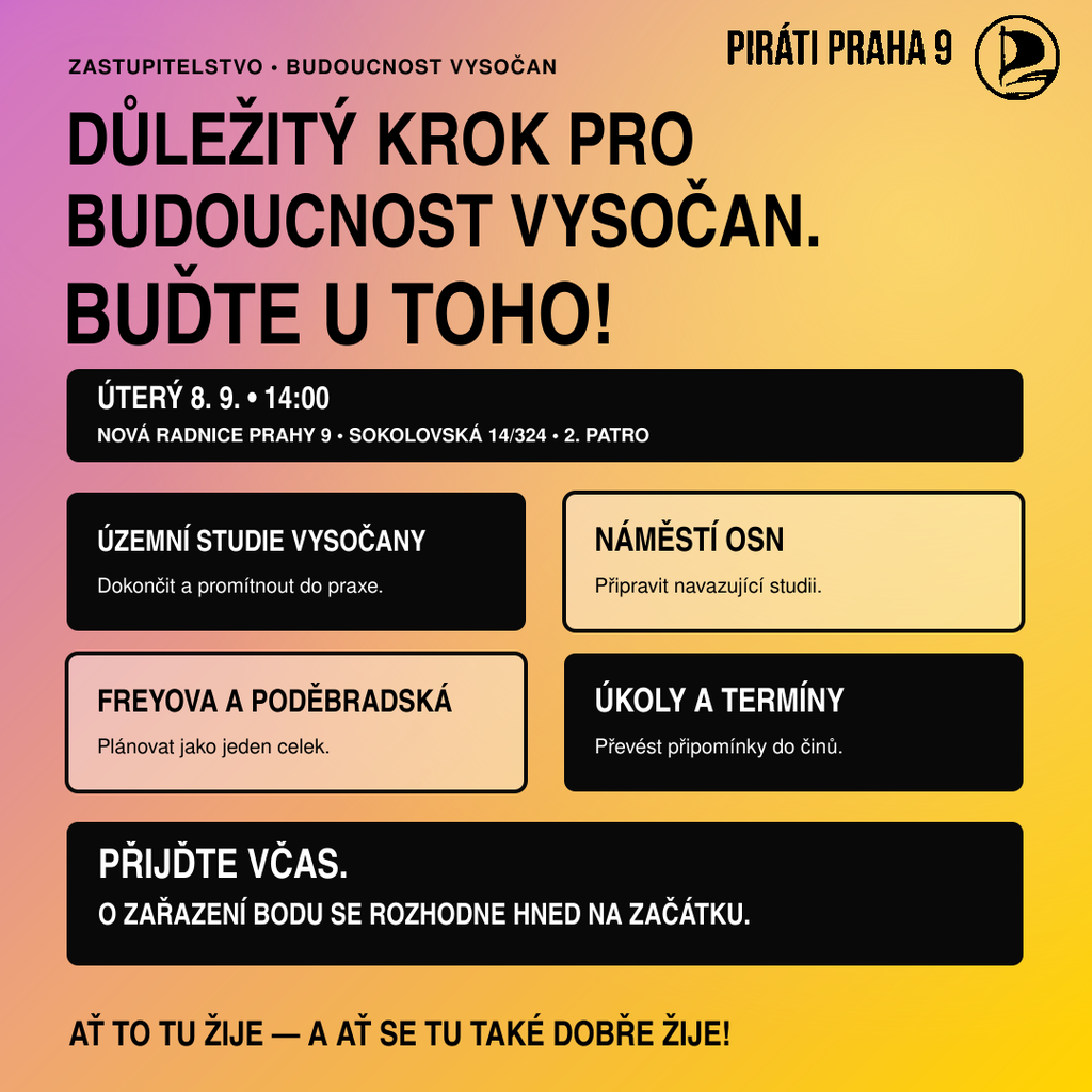 NAPLŇOVÁNÍ PŘIPOMÍNEK MČ PRAHA 9 K METROPOLITNÍMU PLÁNU A POŘÍZENÍ NAVAZUJÍCÍCH STUDIÍ PRO VYSOČANY